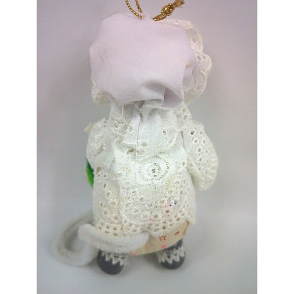 Vintage Wooden Mice Mouse Pipe Cleaner Tail Painted Face Christmas Ornament - Picture 3 of 3